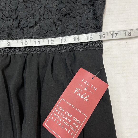 Truth & Fable Dress Womens XL Black Sheer Lace Bodice Chiffon Maxi Crochet Event - Picture 5 of 11